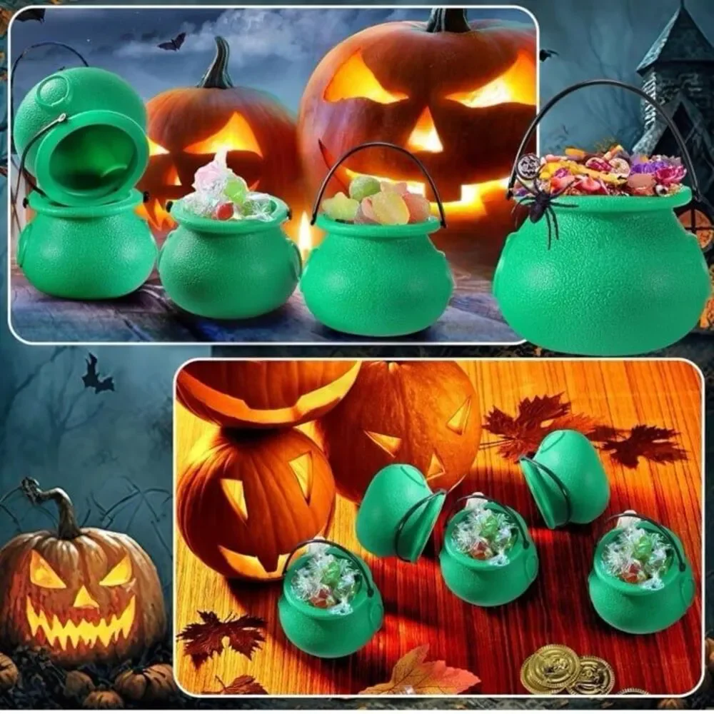 New 80‎ Pcs St Patrick Day Plastic Cauldron with Handle Witches Cauldron 80 pack